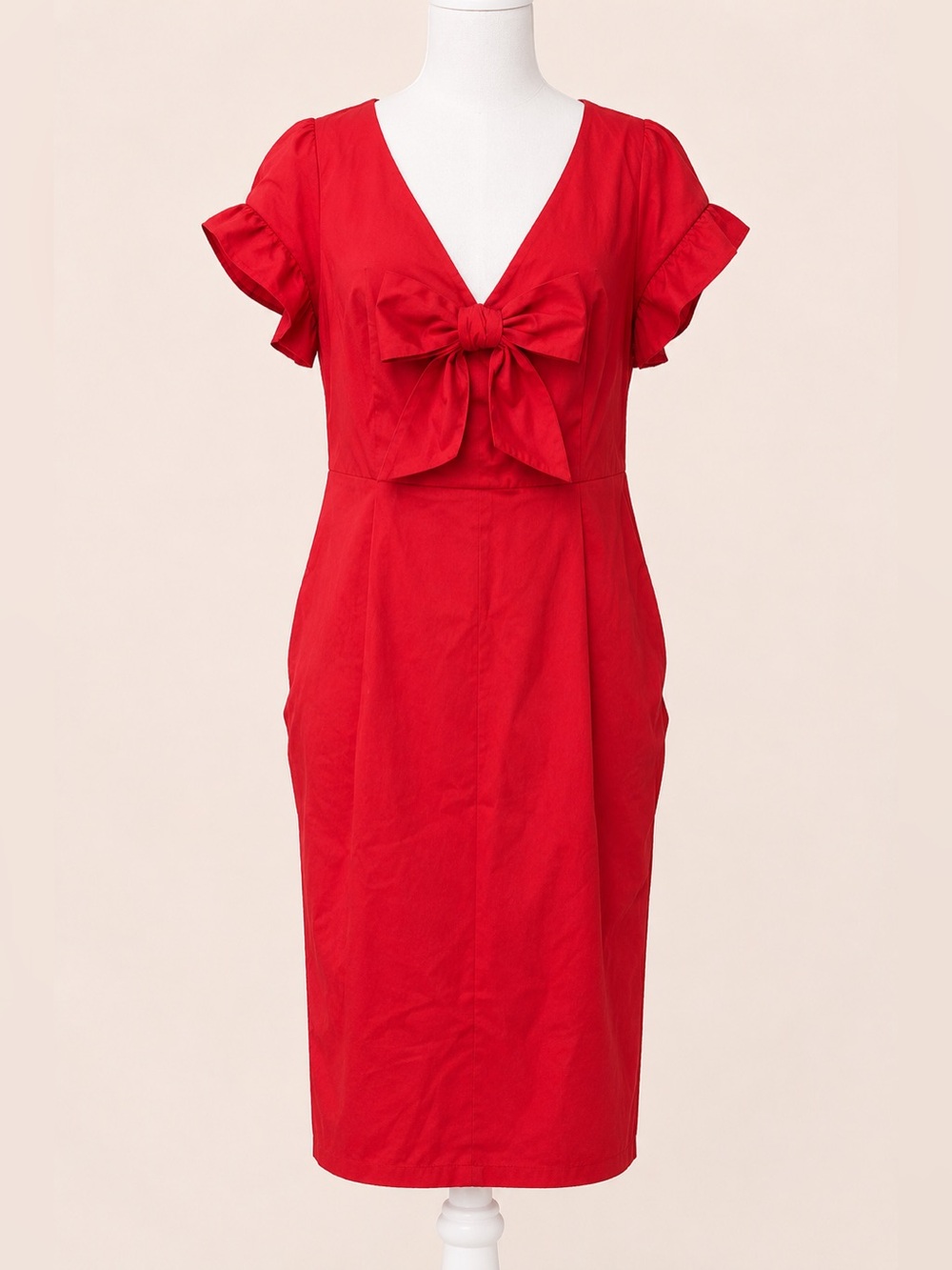 Torrid Retro Red Bow Front Bodycon Midi Dress Size 20 NWT